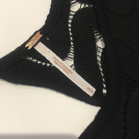 Free People Black Dress sz S Keyhole Open back long sleeve Dress - Picture 8 of 8